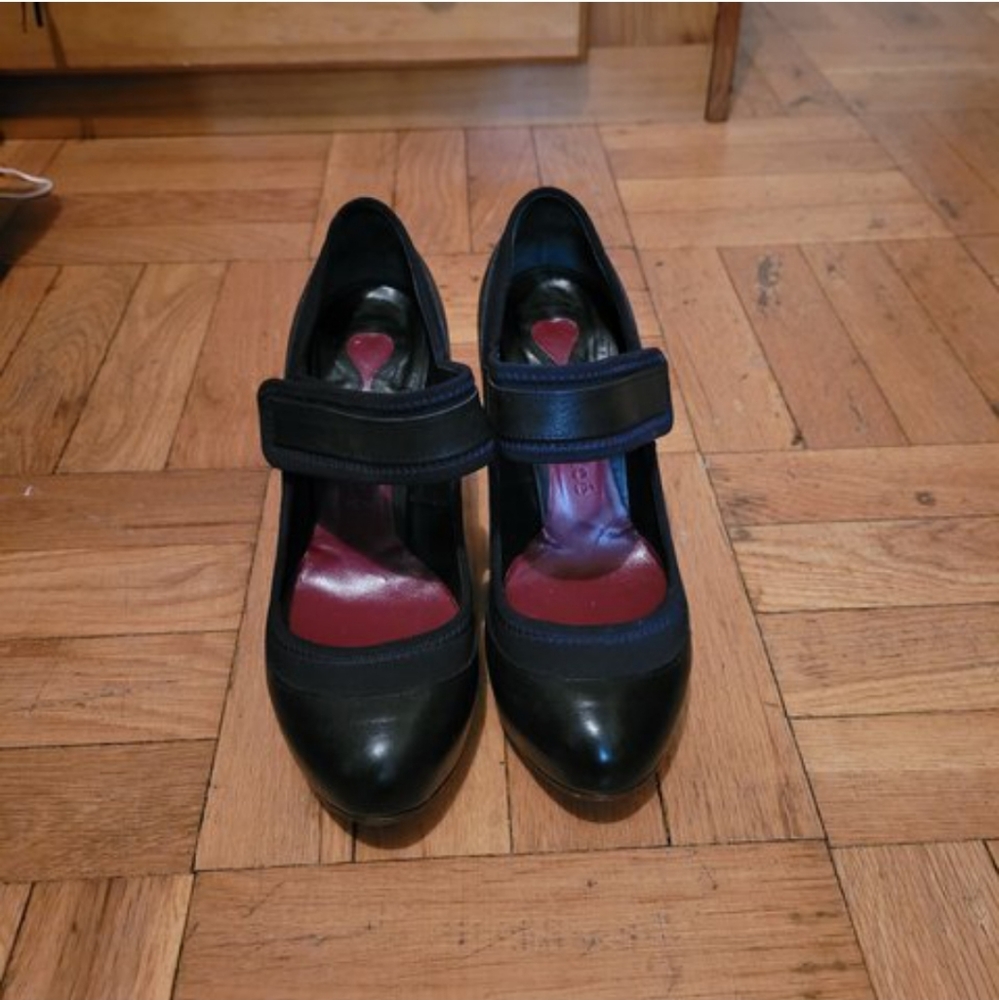 Dark Purple Chloe Leather Mary Jane Platforms